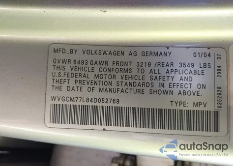 2004 Volkswagen Touareg V8 z USA, uszkodzony, nr VIN WVGCM77L84D052769